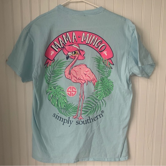 Simply Southern (M) Palm Tree Logo Tee - Light Baby Blue - Picture 6 of 7